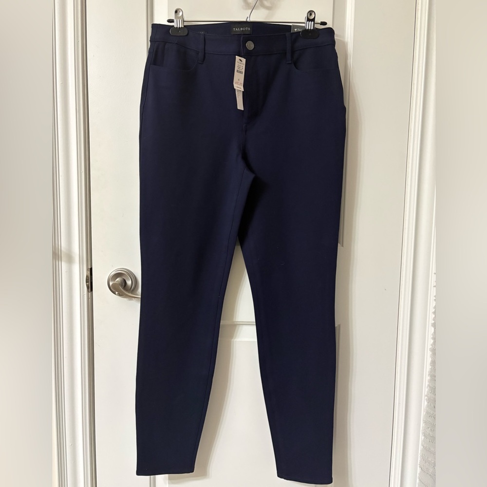 NWT Ponte Knit Pants Navy Stretch Slim Ankle - Picture 6 of 10